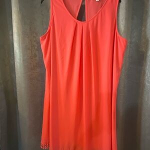 Coral Sleeveless Midi Dress